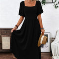 Elegant And Sophisticated Square-neck Dress With Ruffled Sleeves