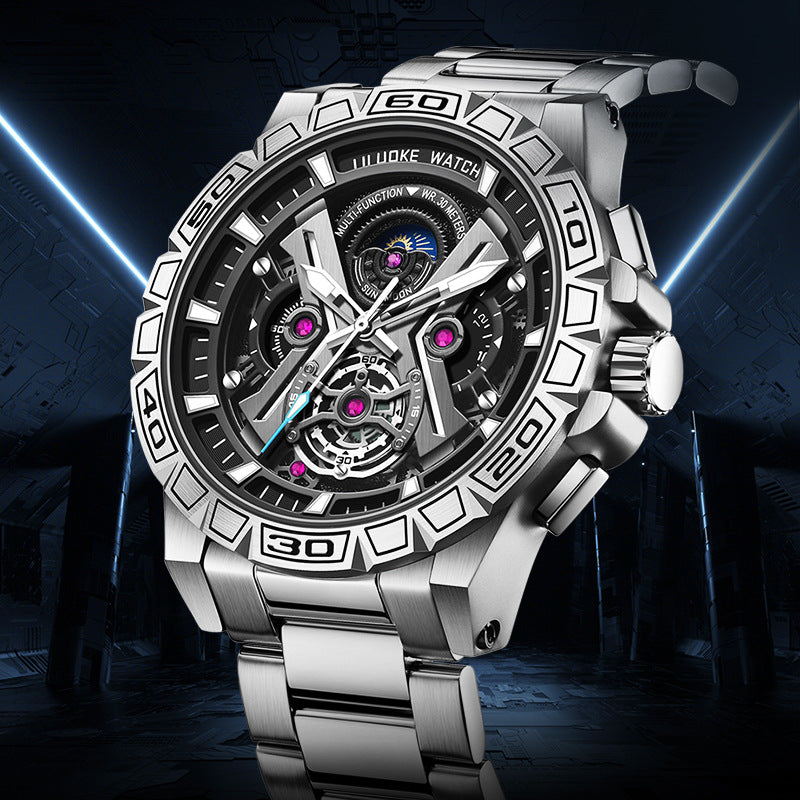 Three-Dimensional Hollow Waterproof Luminous Multifunction Quartz Watch