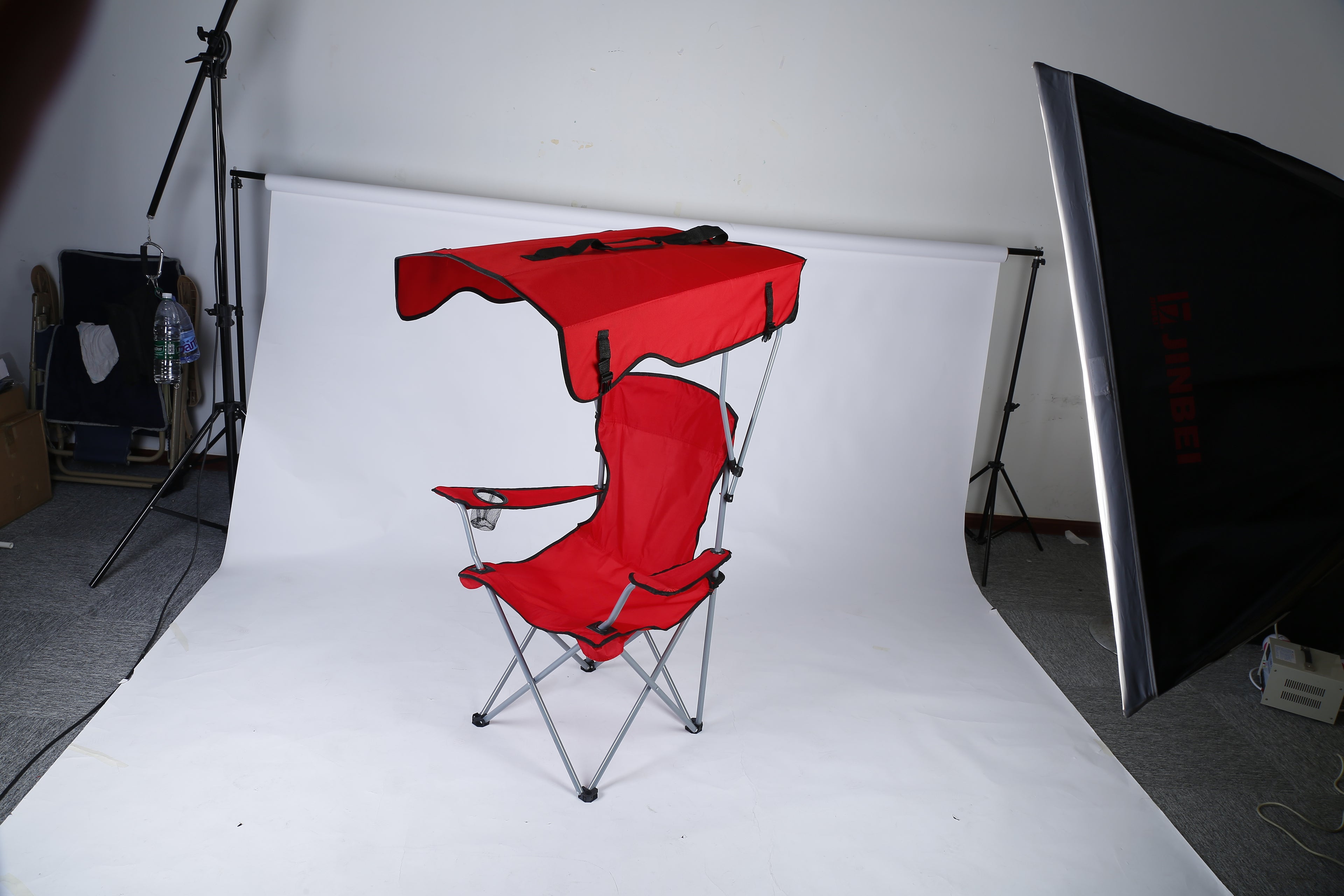 1Pc Foldable Camping Chair With Canopy Cup Holder 330LBS Max Load Folded As A Carry Bag Fedex Shipping