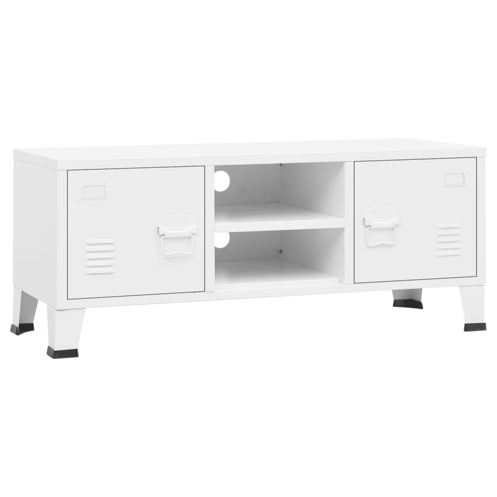 NNEVL Industrial TV Cabinet White 105x35x42 cm Metal