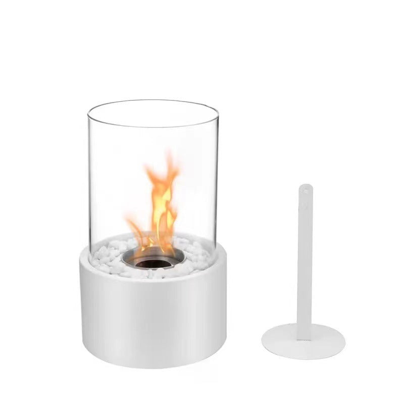 Portable Glass Decorative Alcohol Fireplace Table Lamp Desktop Indoor Modern Metal Fireplaces Black White Portable Real Fire Fireplace Lamp Outdoor